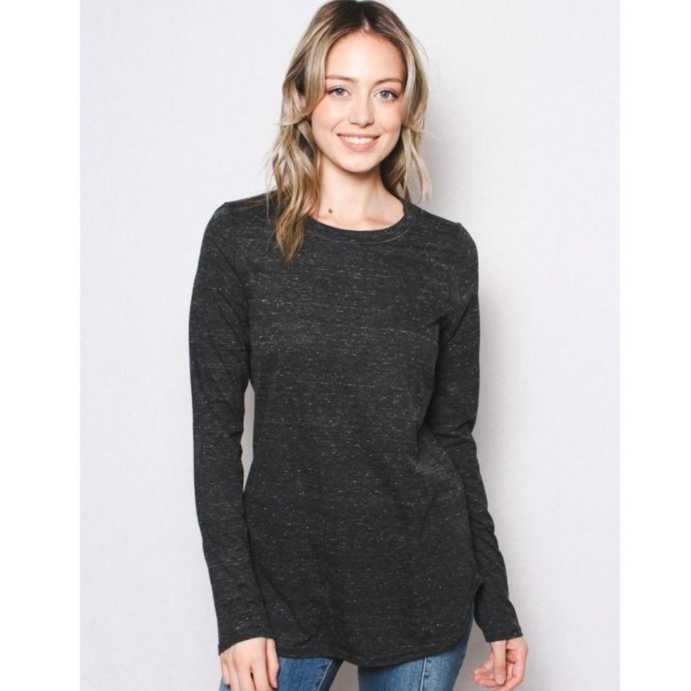 Charcoal Crew Neck Long Sleeve Top